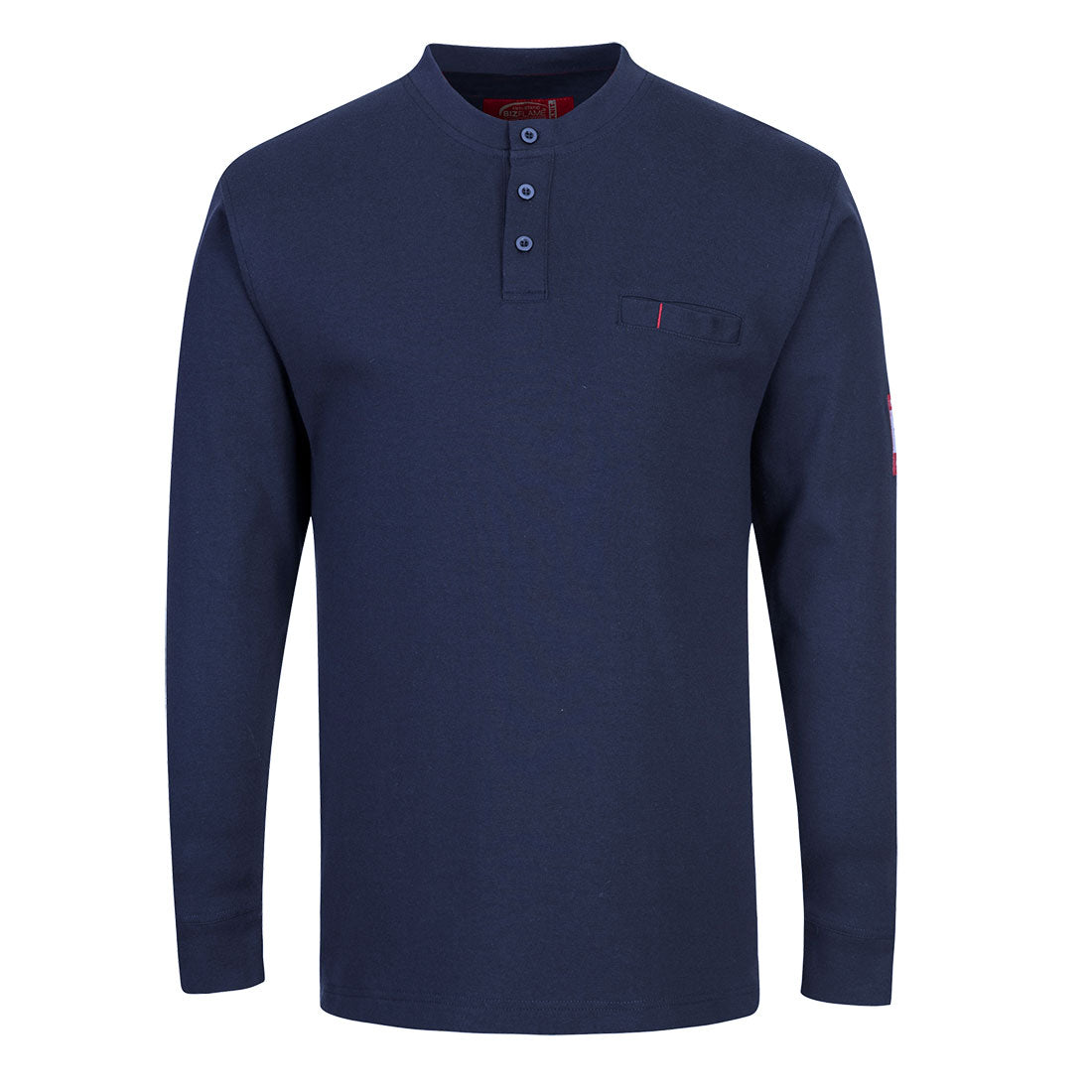 Bizflame Knit ugunsdrošs Henley T-krekls ar garām piedurknēm