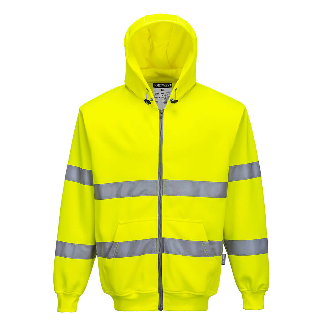 Hi-Vis džemperis ar kapuci un rāvējslēdzēju