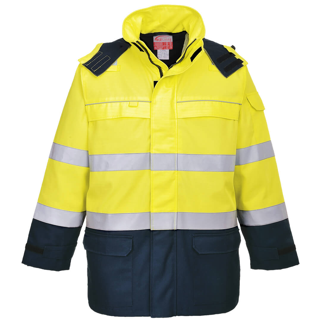 Bizflame Rain+ Hi-Vis Multi-Norm kontrasta ugunsdroša jaka
